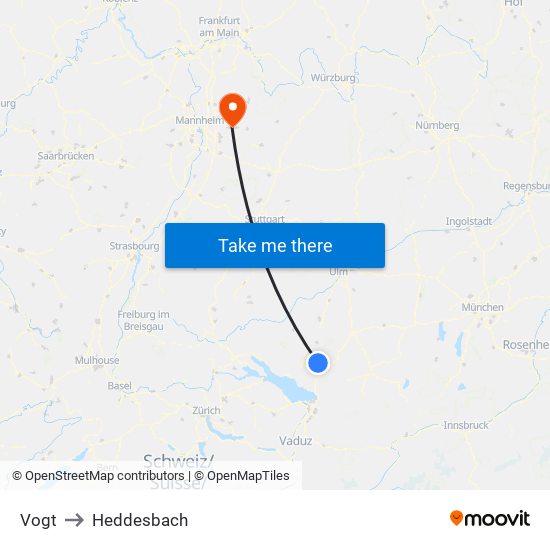 Vogt to Heddesbach map