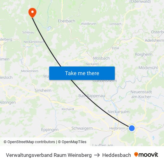 Verwaltungsverband Raum Weinsberg to Heddesbach map