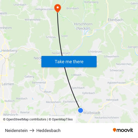 Neidenstein to Heddesbach map