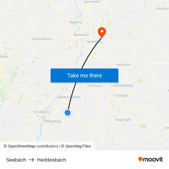 Seebach to Heddesbach map
