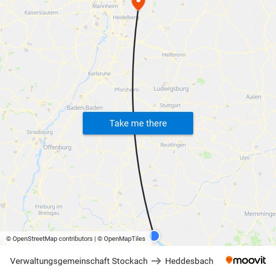 Verwaltungsgemeinschaft Stockach to Heddesbach map