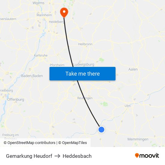 Gemarkung Heudorf to Heddesbach map