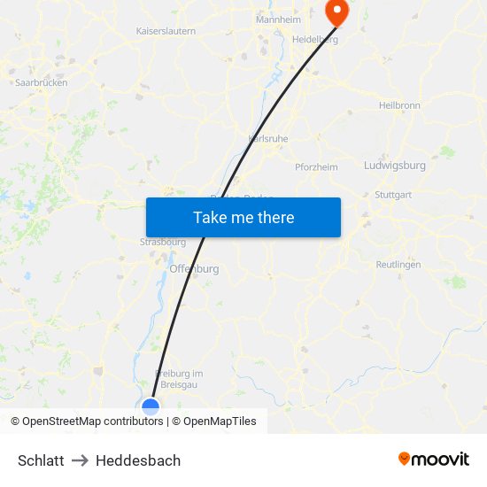 Schlatt to Heddesbach map