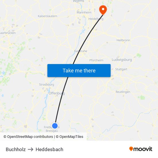 Buchholz to Heddesbach map
