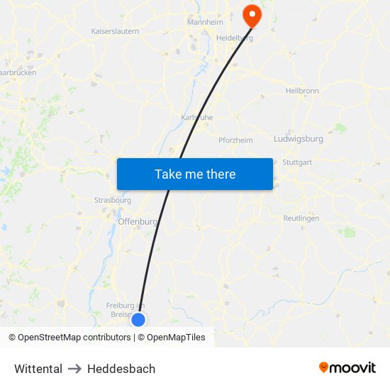 Wittental to Heddesbach map