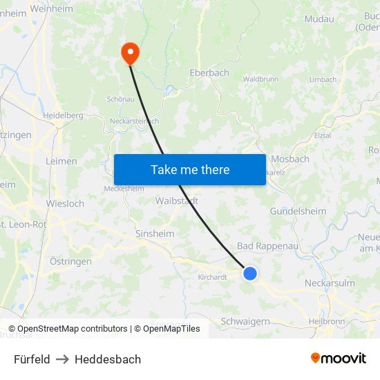 Fürfeld to Heddesbach map