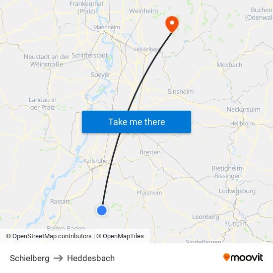 Schielberg to Heddesbach map