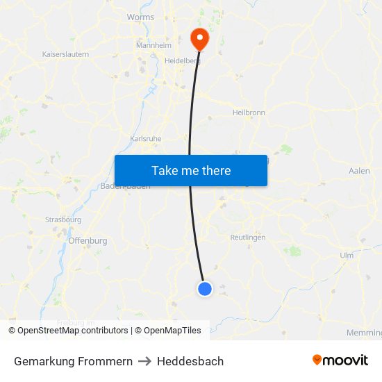 Gemarkung Frommern to Heddesbach map