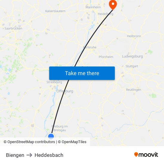Biengen to Heddesbach map