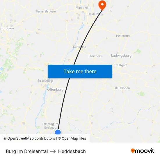 Burg Im Dreisamtal to Heddesbach map