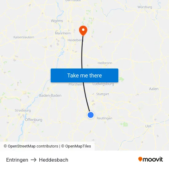 Entringen to Heddesbach map