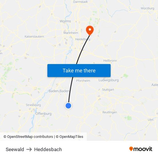 Seewald to Heddesbach map