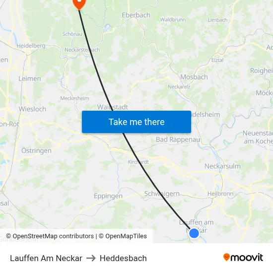 Lauffen Am Neckar to Heddesbach map