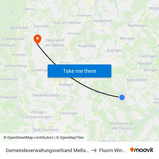 Gemeindeverwaltungsverband Meßstetten to Fluorn-Winzeln map