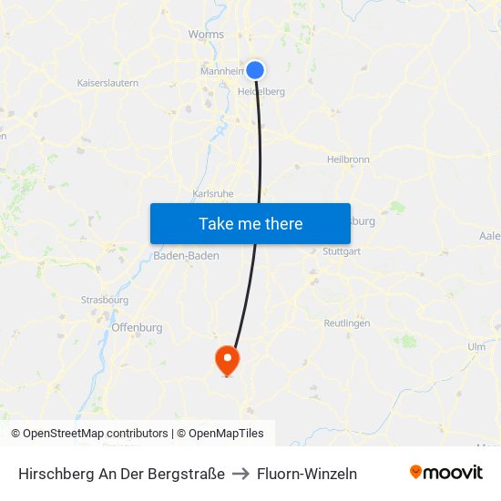 Hirschberg An Der Bergstraße to Fluorn-Winzeln map