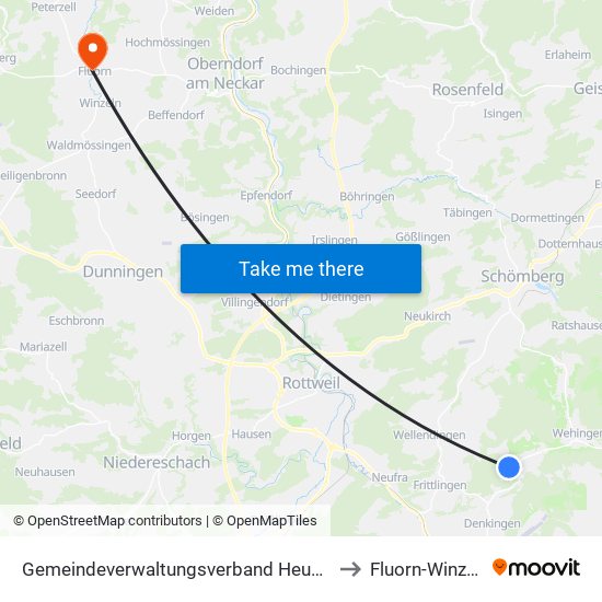 Gemeindeverwaltungsverband Heuberg to Fluorn-Winzeln map