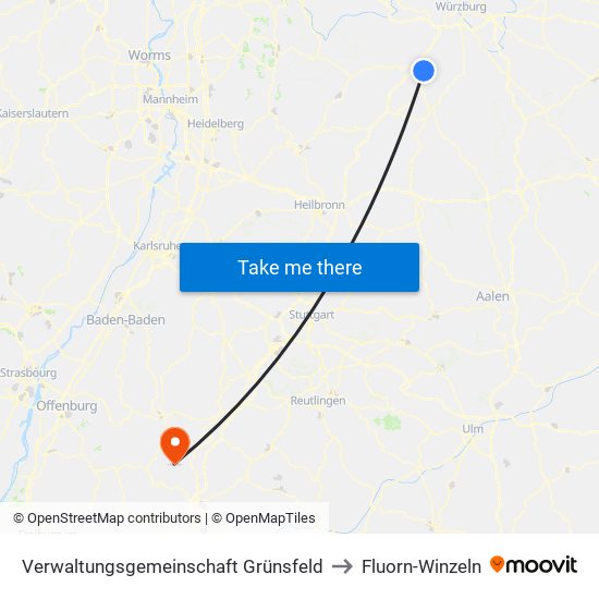 Verwaltungsgemeinschaft Grünsfeld to Fluorn-Winzeln map