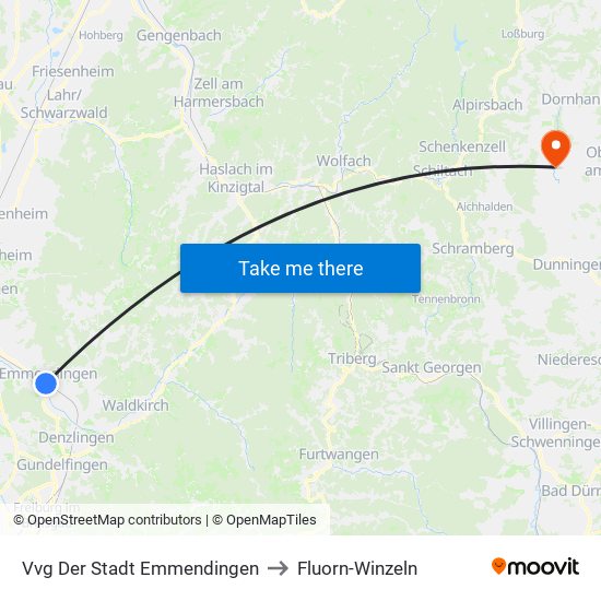 Vvg Der Stadt Emmendingen to Fluorn-Winzeln map