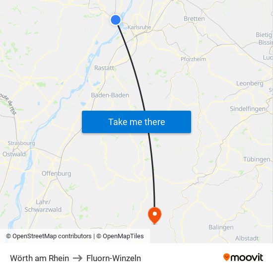 Wörth am Rhein to Fluorn-Winzeln map