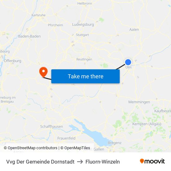 Vvg Der Gemeinde Dornstadt to Fluorn-Winzeln map