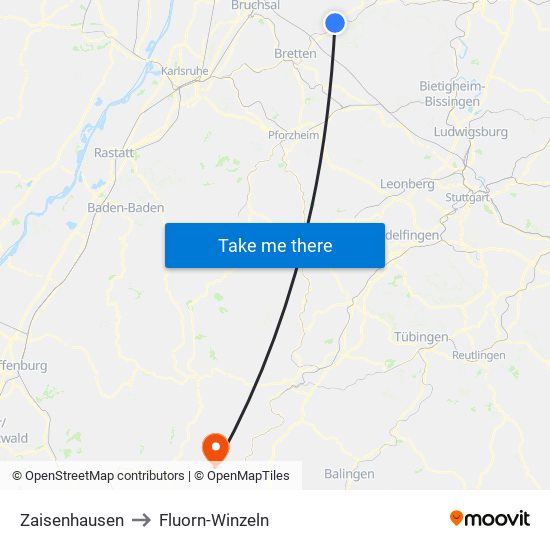 Zaisenhausen to Fluorn-Winzeln map