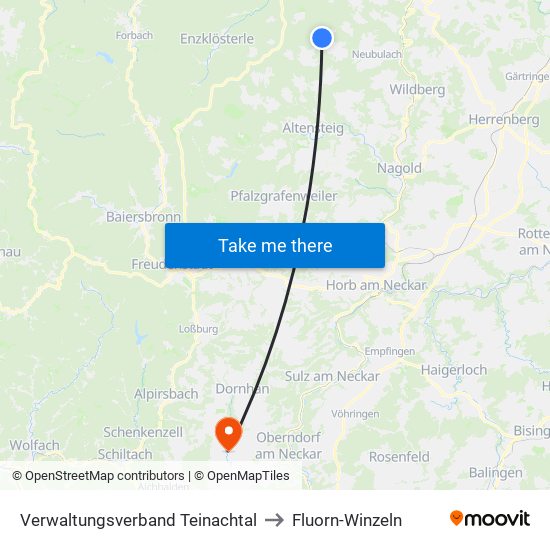 Verwaltungsverband Teinachtal to Fluorn-Winzeln map