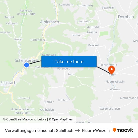 Verwaltungsgemeinschaft Schiltach to Fluorn-Winzeln map