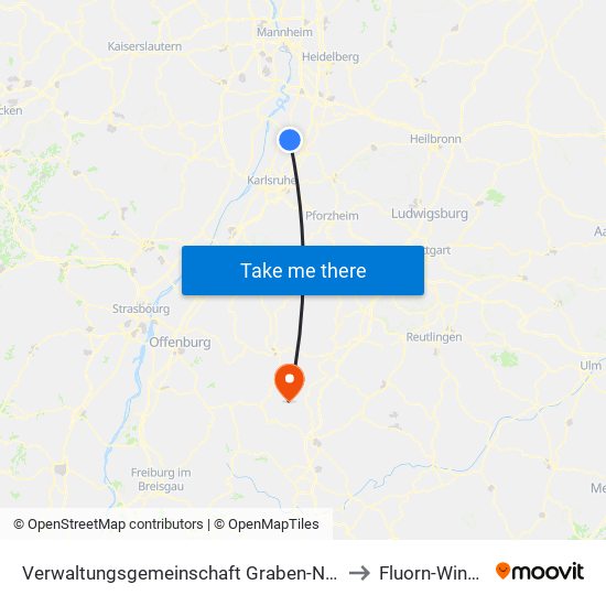 Verwaltungsgemeinschaft Graben-Neudorf to Fluorn-Winzeln map