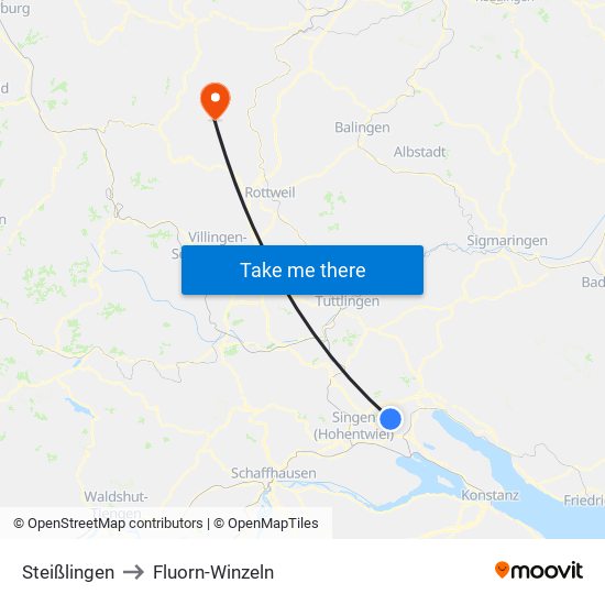 Steißlingen to Fluorn-Winzeln map