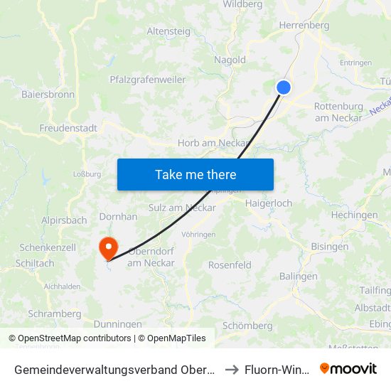 Gemeindeverwaltungsverband Oberes Gäu to Fluorn-Winzeln map