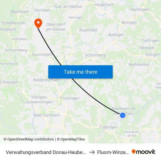 Verwaltungsverband Donau-Heuberg to Fluorn-Winzeln map