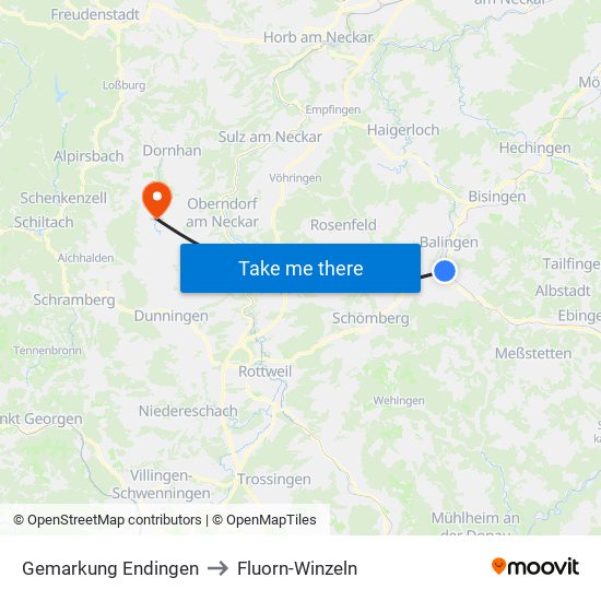 Gemarkung Endingen to Fluorn-Winzeln map