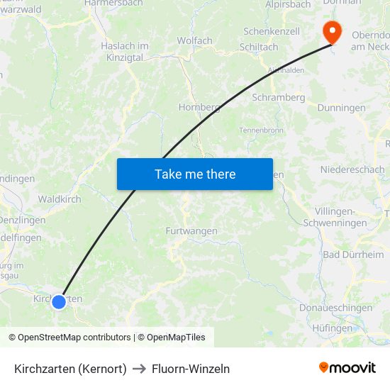 Kirchzarten (Kernort) to Fluorn-Winzeln map