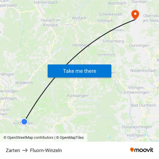 Zarten to Fluorn-Winzeln map