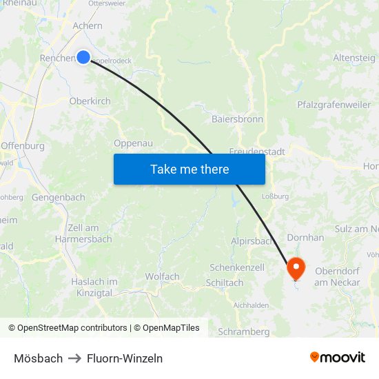 Mösbach to Fluorn-Winzeln map