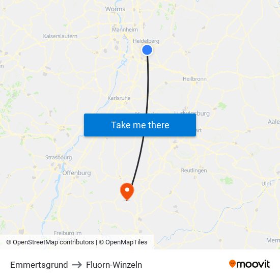 Emmertsgrund to Fluorn-Winzeln map