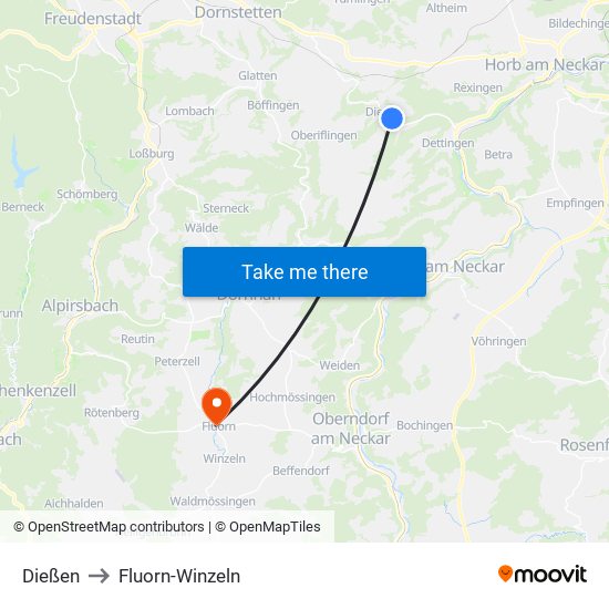 Dießen to Fluorn-Winzeln map