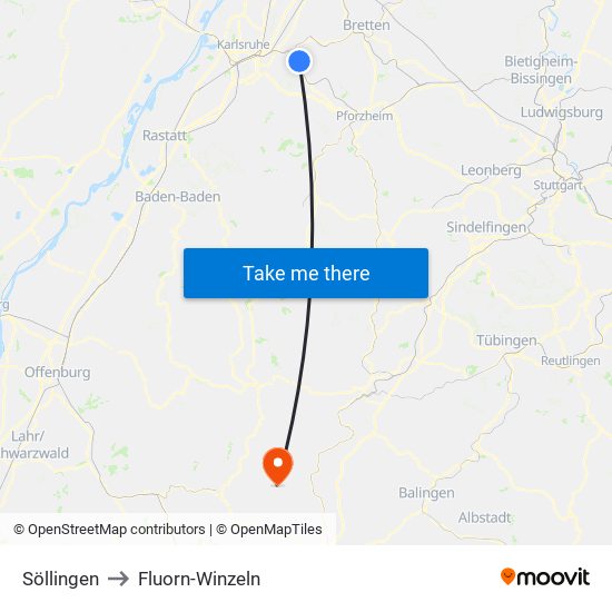 Söllingen to Fluorn-Winzeln map