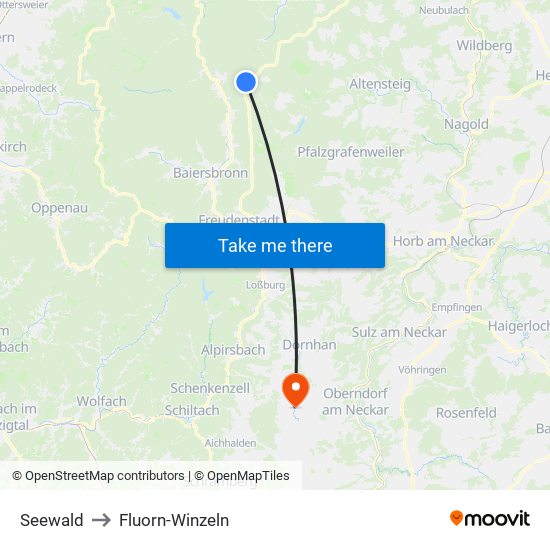 Seewald to Fluorn-Winzeln map