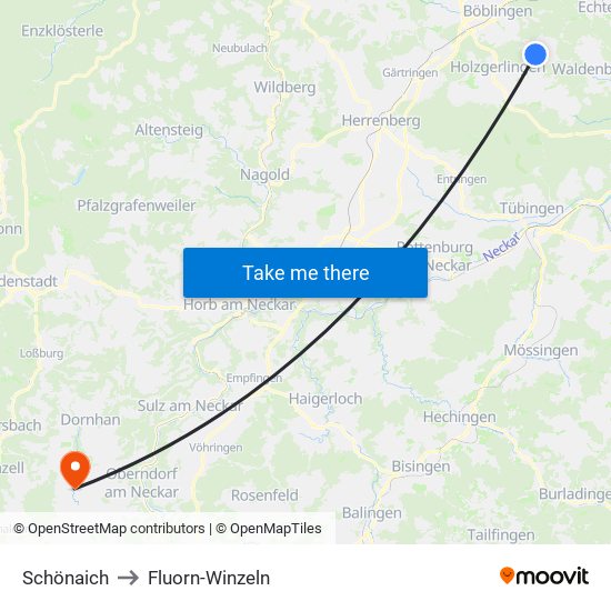 Schönaich to Fluorn-Winzeln map