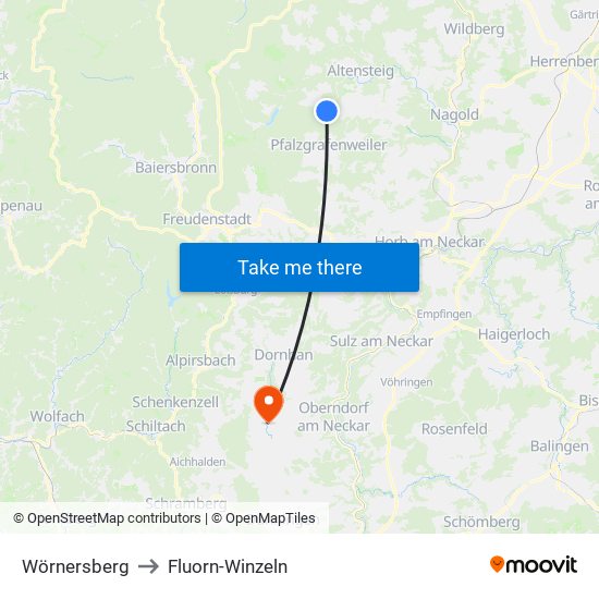 Wörnersberg to Fluorn-Winzeln map