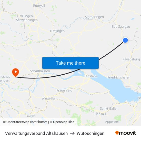 Verwaltungsverband Altshausen to Wutöschingen map