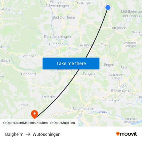Balgheim to Wutöschingen map