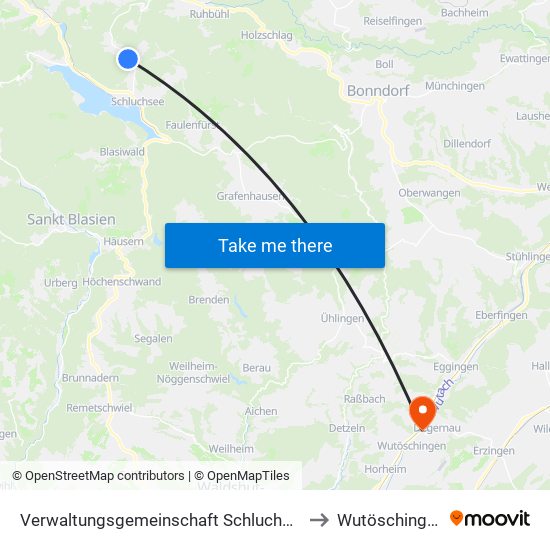 Verwaltungsgemeinschaft Schluchsee to Wutöschingen map