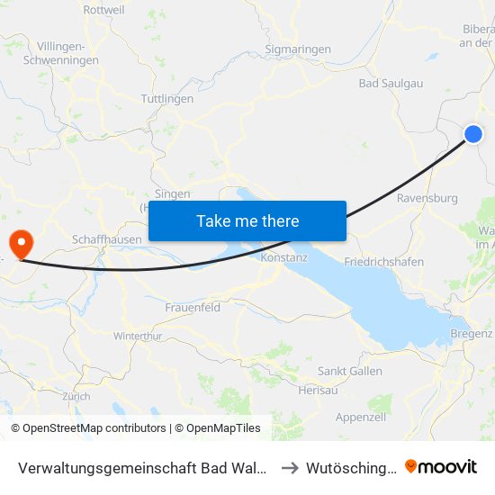 Verwaltungsgemeinschaft Bad Waldsee to Wutöschingen map