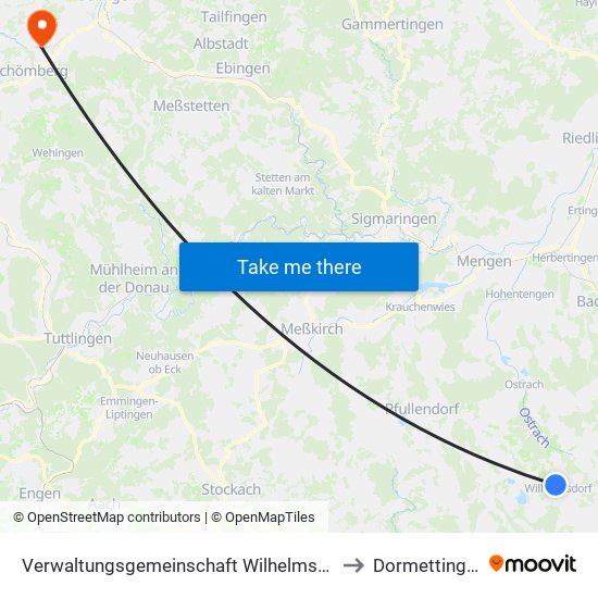 Verwaltungsgemeinschaft Wilhelmsdorf to Dormettingen map