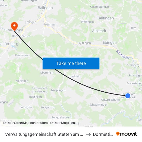 Verwaltungsgemeinschaft Stetten am Kalten Markt to Dormettingen map