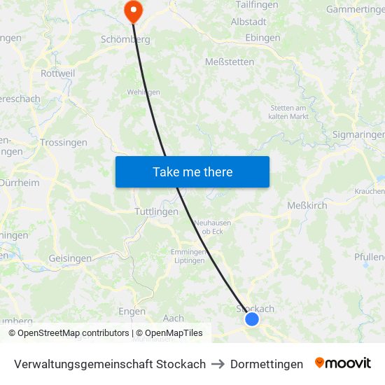 Verwaltungsgemeinschaft Stockach to Dormettingen map
