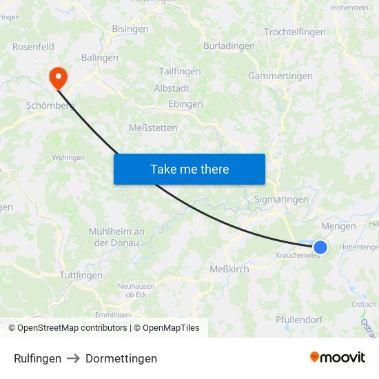 Rulfingen to Dormettingen map