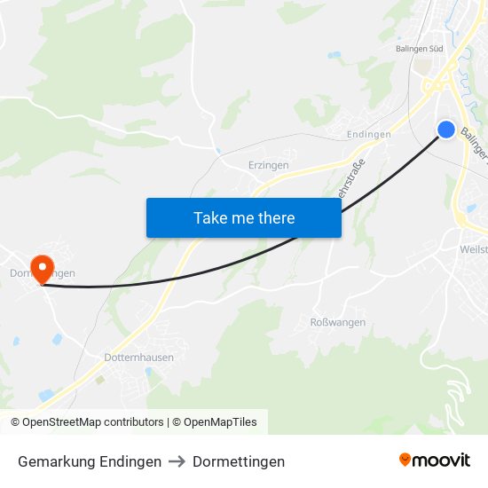 Gemarkung Endingen to Dormettingen map